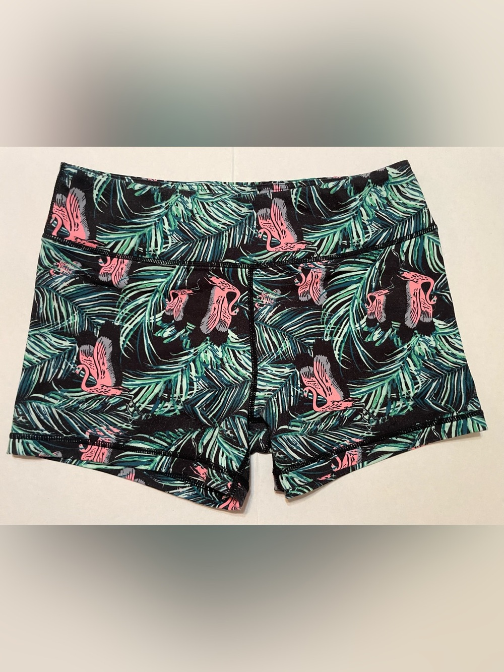Women’s Tropical Print Active Shorts - Pink & Green